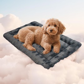 Mora Pets Dog Bed Rose Plush Dog Mat Fit 24" Crate Anti Slip Washable Kennel Mat for Small Medium Large Dog and Puppy 23 x 18 Inch Dark Grey