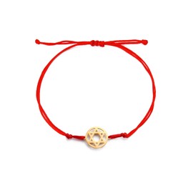 FineryGal Gold Star of David Bracelet for Women Girls Red String Wristlet Adjustable Wristband Gift Red Rouge Anniversary Birthday