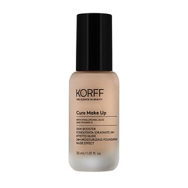Korff Skin Booster Moisturising Foundation 24h Nude Effect with Hyaluronic Acid and Vitamin E Thin and Silky Texture Low Coverage Nude 06 Pack 30ml