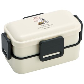 Skater PFLW4AG 2-Tier Lunch Box, 23.6 fl oz (600 ml), For Women, Antibacterial, Fluffy, Domed Lid, Made in Japan, Snoopy Badge
