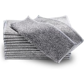 6 count Multipurpose Wire Dishwashing Rags for Wet and Dry, Non Scratch Wire Dishcloth,Reusable Kitchen Wire Miracle Cleaning Cloths for Dishes, Sinks, Stove Tops - Color: Bamboo Charcoal Fiber, Size: 12pcs