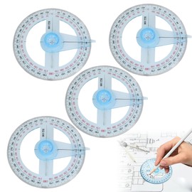 360 Degree Protractor Angle Measure 4Pcs Protractors Circle Protractor 10cm Plastic Protractors 360 Ruler Measuring Tool for Students and Children