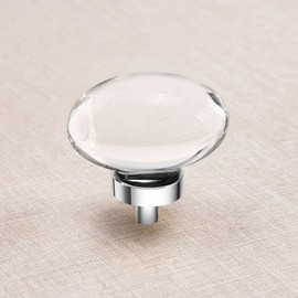 CLCTK 16 Pack Polished Chrome Crystal Cabinet Knobs, Oval Chrome Glass Cabinet Knobs Pulls for Dresser Drawers Kitchen Bathroom Cupboard
