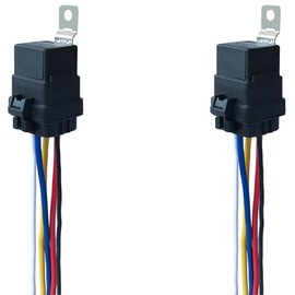 iRhapsody irhapsody 2 Pack 40/30 AMP 12V DC Waterproof Relay and Harness - Heavy Duty 12 AWG Tinned Copper Wires, 5-PIN SPDT Automotive Relay
