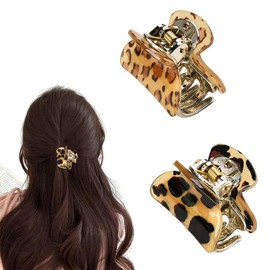 Small Leopard Hair Claw Clips for Girls Leopard Print Claw Hair Clips for Women Claw Hair Accessories for Women Girls 2 PCS Hair Jaw Clips for Thin Thick Hair Leopard Print Hair Accessories Set