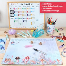 Stiftebecher Meerjungfrau - Stifteköcher Stiftehalter Schreibtischorganizer Schreibtisch Büro Stifte Organizer Metall Kinder Mädchen Einschulung Unterwasser Schloss Muscheln