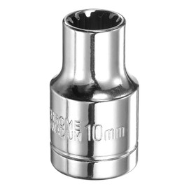 sourcing map 12 Point Socket 1/2" Drive by 10mm Metric Shallow Socket Chrome Vanadium Steel 12-Point Standard Sockets Mechanic Hand Tool for Car Repair Mechanical Maintenance Home Use