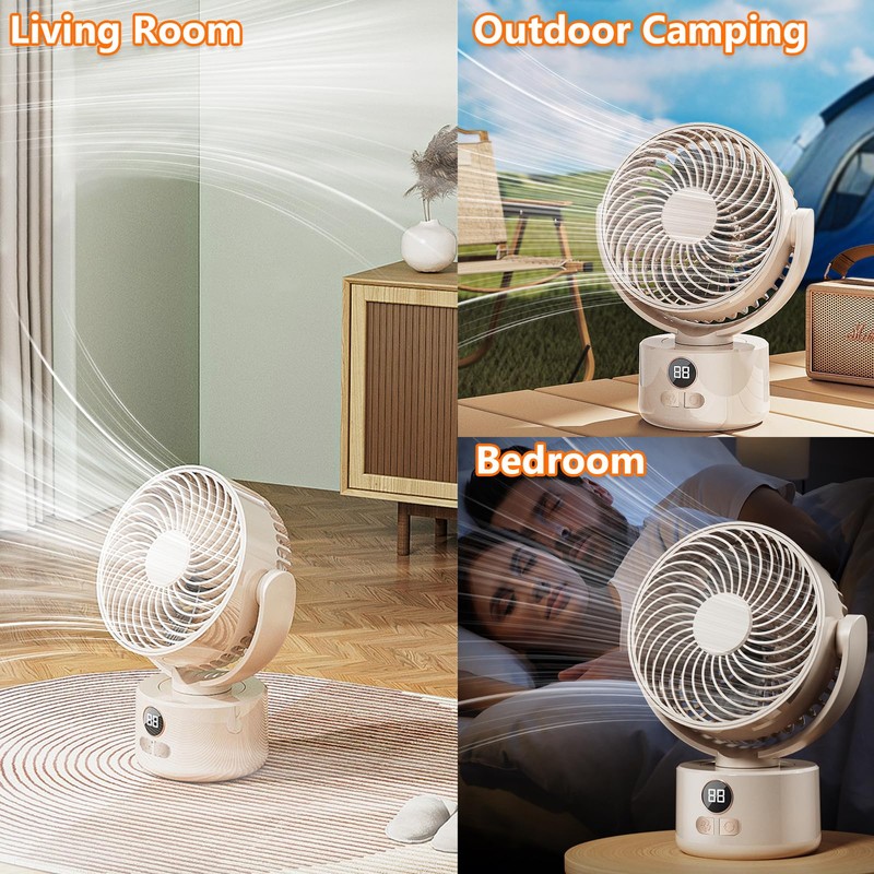 SYBOYEGE 3-Speed USB Desktop Fan with 3600mAh Battery | Quiet