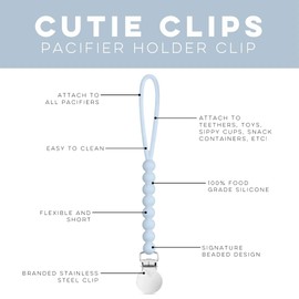 Ryan & Rose Cutie Clip 2 Pack - Pacifier Clip Holder Silicone (Judy-Blue/Judy-Sage)