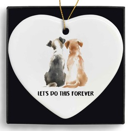 MONALET Let's Do This Forever Dogs Valentine Ceramic Ornaments Gifts, Dog Couple Hanging Ornament Decor for Christmas Tree Car, Valentine Dog Gifts for Girlfriend Wife Birthday Holiday