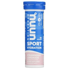 Nuun Hydration Pastillas de bebida electrolítica de limonada de fresa (2 tubos de 10 pastillas)                                                       