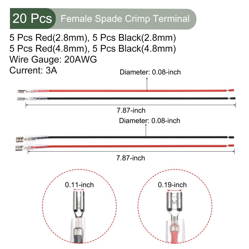 YOKIVE 20 Pcs Female Spade Crimp Terminal, Home Wire Connector