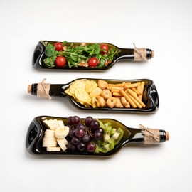 Melted Wine Bottle Serving Boards - Decorative Rectangle Serving Trays for Home Decor - Small Cheese Platter Serving Board - Unique Cheese and Cracker Tray for Dinner Party (3)