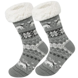 Cuddly Socks Women's Hut Socks Women's Warm Socks Fluffy Socks Stopper Socks Winter Socks Non-Slip Casual Socks Gifts Christmas, 2 Grey