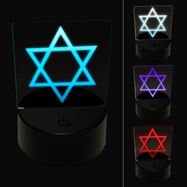 Star of David Jewish 3D Illusion LED Night Light Sign Nightstand Desk Lamp