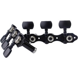 Guyker Classical Guitar Tuners, 1:18 Ratio Open Frame Style Acoustic Guitar Tuning Keys Steel String Pegs Machine Heads 2 Planks (3+3) (Black, Black Button)