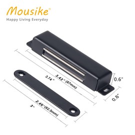 Mousike Magnetic Door Catch Heavy Duty 90lb Door Magnets with Strong Magnetic for Kitchen Cupboard Wardrobe Closet Cabinet Door Drawer Latch (Black 2 Pack)