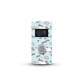 MightySkins Carbon Fiber Skin Compatible with Ring Video Doorbell (2nd Generation) - Cute Unicorns | Protective, Durable Textured Carbon Fiber Finish | Easy to Apply