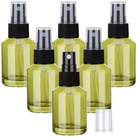 Segbeauty 1oz Empty Glass Fine Mist Spray Bottle, 6pcs Small Travel Perfume Atomizer Refillable, 30ml Glass Spray Bottles for Hair, Green Mini Cologne Atomizer Sprayer, Travel Containers for Liquids