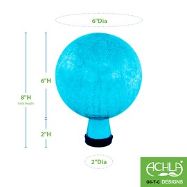 Achla Designs G6-T-C, Teal 6-Inch Crackle Gazing Globe Ball, 6