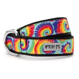 THE WORTHY DOG Collar for Small Dogs, Adjusts 9-15 inches, Durable Nylon Webbing, Quick Release Buckle, Kaleidoscope Pattern, Multicolored, Small
