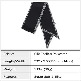 vimate Black Houndstooth Satin Hair Scarf for Purse- Fall Fashion Bag Scarf for Handbags Handle Neck Scarfs Silk Like Hairband Scarf(Style 60)