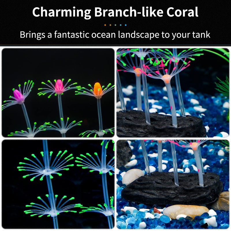 Uniclife Strip Coral Plant Ornament Glowing Effect Silicone Artificial Decoration