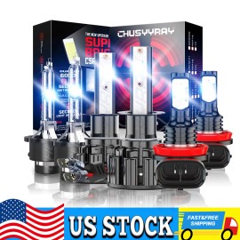 CHUSYYRAY For Acura TSX 2004-2008 LED / HID Headlights Hi/Lo +Fog Light Kit H1+D2S+H11