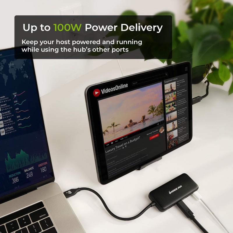 IOGEAR 4 Port USB-C Hub, USB 3.2 Gen 2, 10Gbps,