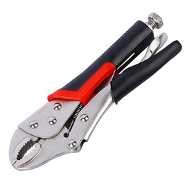 Locking Pliers Mole Grips Heavy Duty Adjustable C Type Curved Jaw Self Lock Pliers for Electrical Pipeline Automobile Maintenance Black red (7" 175mm)