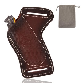 Leather Knife Sheath for Belt with Storage Bag,Pocket Folding Knife Holder,EDC Belt Pouch Organizer,Compact Draw Knife Holster,Tools Holster Pocket Organizer,Sheath for Folding Knife,Gifts for Men