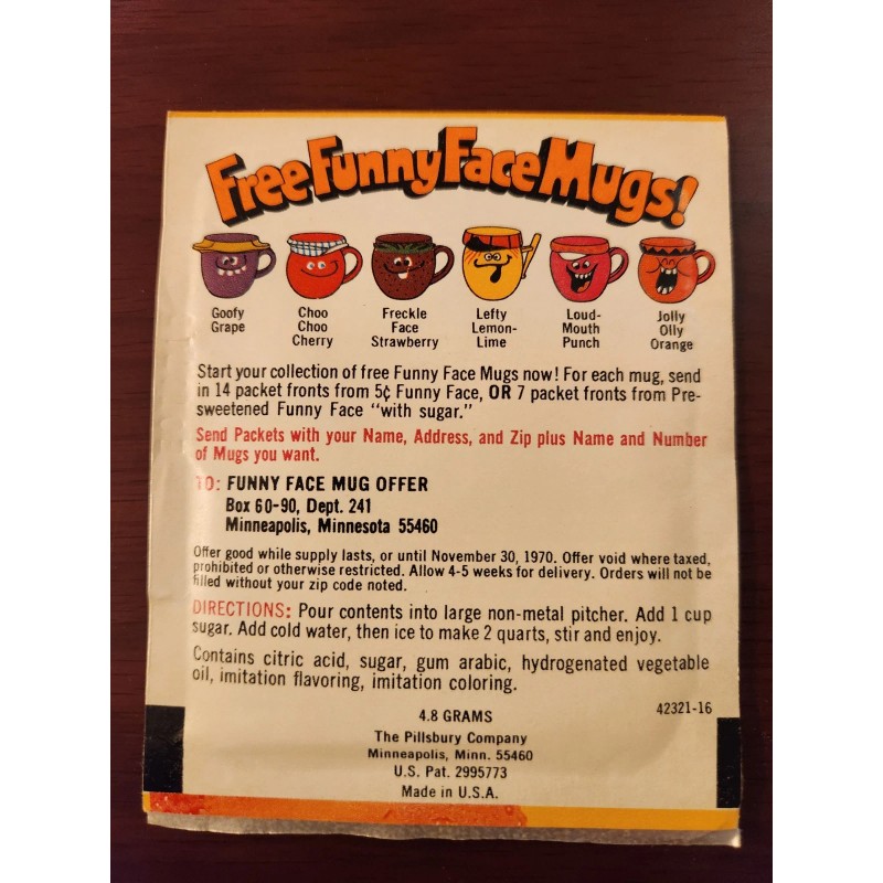 Kool-Aid Vintage 60s Funny Face NEW Jolly Olly Flavor Union