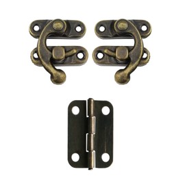 Pack of 20 Latch Hook Hasp, 40 Pieces Hinges, Antique Clasps, Stainless Steel Door Hinge, with Screws, for Retro Crafts, Such as Retro Wooden Boxes, Gift Boxes, Wine Boxes, Tool Boxes