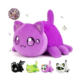 KaiMaoMaoRongWanJu 61-PCS丨9.8-inches Spider Cat Plush+60-Sticker - Cat Plush Collection - 100% Polyester Plushie Pillow Embroidered - Cat Stuffed Animal Collectible (Spider Cat)