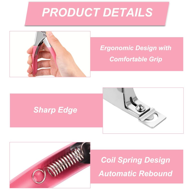 Nail Clipper, Pink Stainless Steel False Nail Clipper, Nail Trimmer