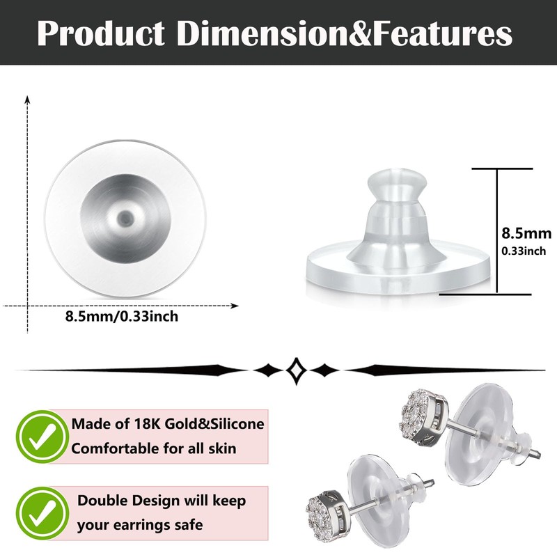 Earring Backs Rubber,100 PCS Soft Clear Earring Backs for Studs,Hypoallergenic