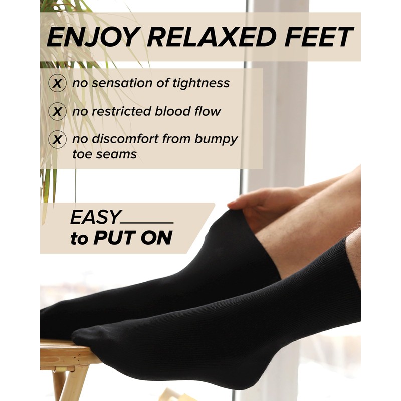 vitsocks Men's Non Elastic Top Soft All-Cotton Socks (3 PAIRS)