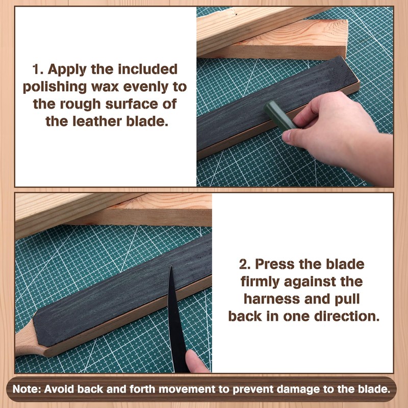LEONTOOL Leather Strop Kit Double Sided Sharpening Paddle Block Sharpener