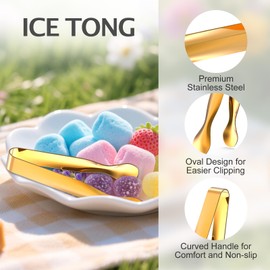 8PCS Mini Tongs,4.3" Stainless Steel Small Tiny Tong for Serving Food,Ice,Charcuterie Board,Dessert Table,Tea Party-Gold