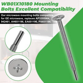 WB01X10180 Microwave Mounting Bolts for GE Microwaves, Mounting Flat Bolts Used to Microwave Cabinet Mounting Installation, 3.87" L (3 Pack)