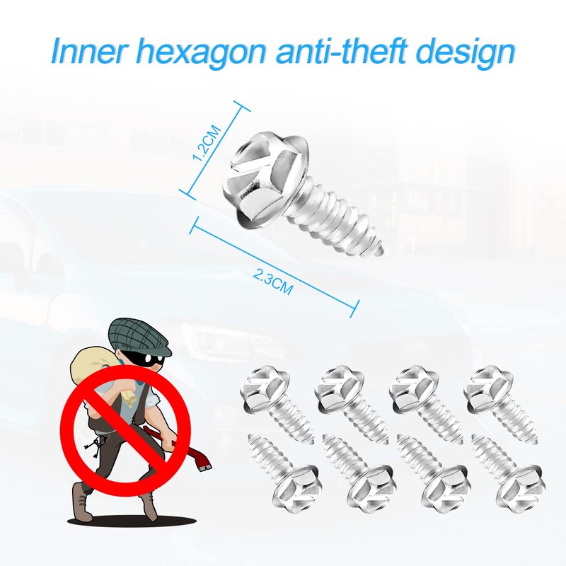 CGEAMDY Anti Theft Number Plate Screws Set, Security Screws for