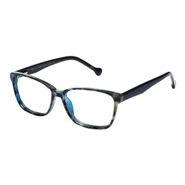 VK Couture Women's Mia Fashion Readers Rectangular Reading Glasses, Navy Demi, 138 mm + 2