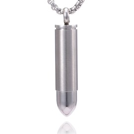 DonDon Men's Necklace Stainless Steel with Round Bullet Pendant Stainless Steel Silver