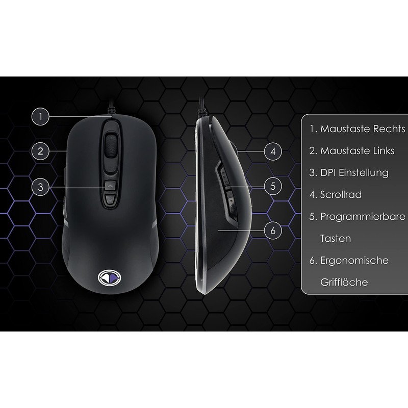 MILLENIUM Gaming Maus in Schwarz - High Performance USB Gaming