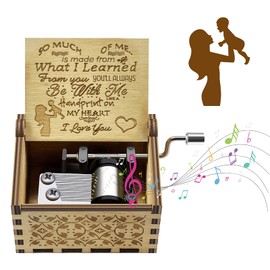 EQLEF Wooden Music Box, Daughter to Mom Son to Mom Hand Crank Vintage Music Box You Are My Sunshine Classical Box Gift for Birthday Christmas(2.5 * 1.9 * 1.4in)
