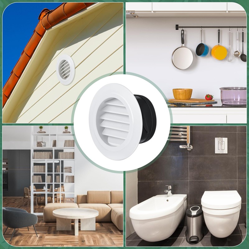 VIHOSE 4 Pcs Soffit Vents Soffit ABS Exterior Round Exhaust