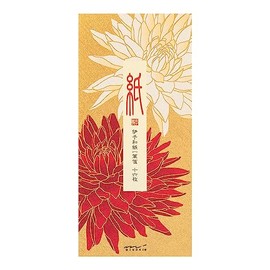 Midori S2 89555006 Single Brush Note, Autumn Letter, Paper Series, Silk Dahlia Pattern