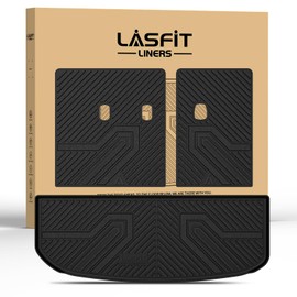 LASFIT Cargo & Backrest Mats for Hyundai Palisade 2025 2024 2023 2022 2021 2020 All Weather TPE Custom Fit Car Trunk Mats Cargo Liner & Seatback Mats, Black