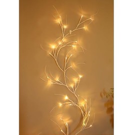 TRIXES 6ft White Lighted Table Runner with Branches - Indoor Garland with Timer - Christmas Light Up Decoration