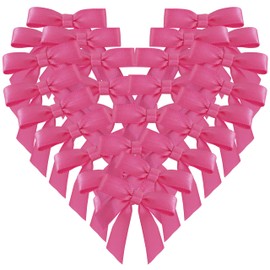 Micomon 50pcs 1-1/2" Mini Hot Pink Satin Ribbon Bows Without Twist Ties for Crafts Gift Wrapping Packing Christmas Decoration (Hot.Pink)